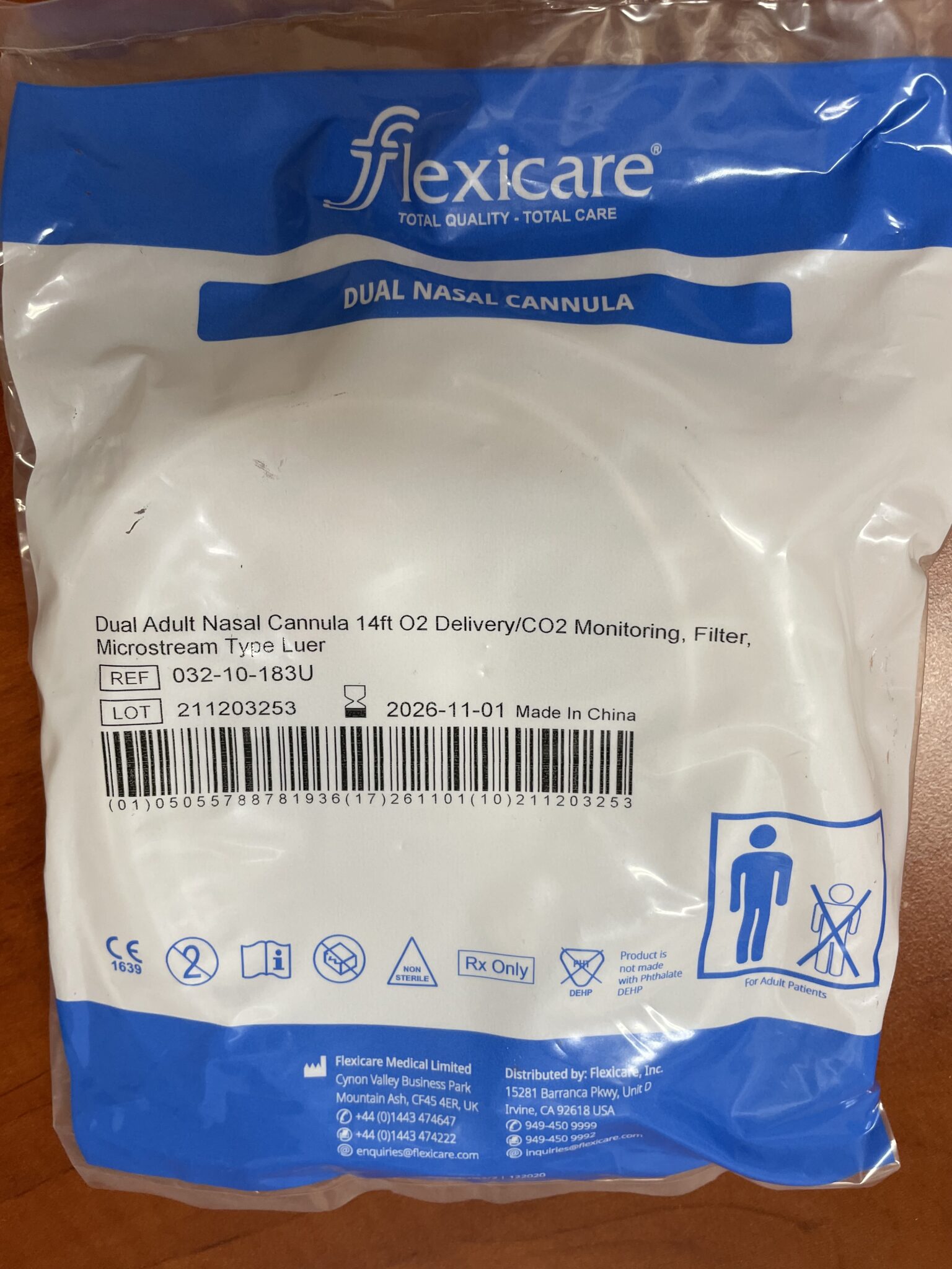 Flexicare Dual Nasal Cannula 14 ft O2, 032-10-183U - Ocean Medical Supply